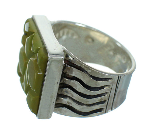 Southwest Turquoise Inlay Genuine Sterling Silver Ring Size 6 QX69143